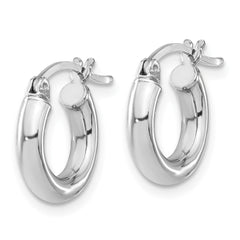 QE4396 Sterling Silver Rhodium-plated 3mm Round Hoop Earrings