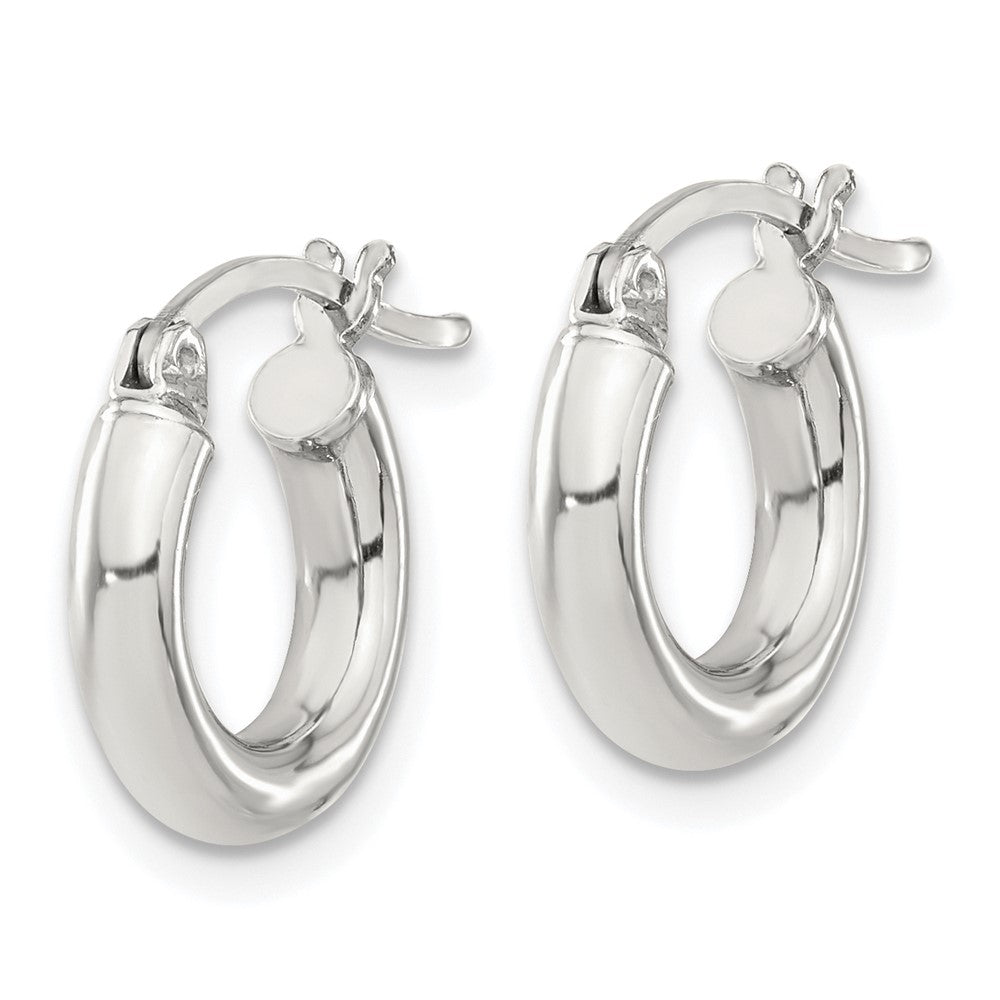 QE4396SP Sterling Silver 3mm Round Hoop Earrings
