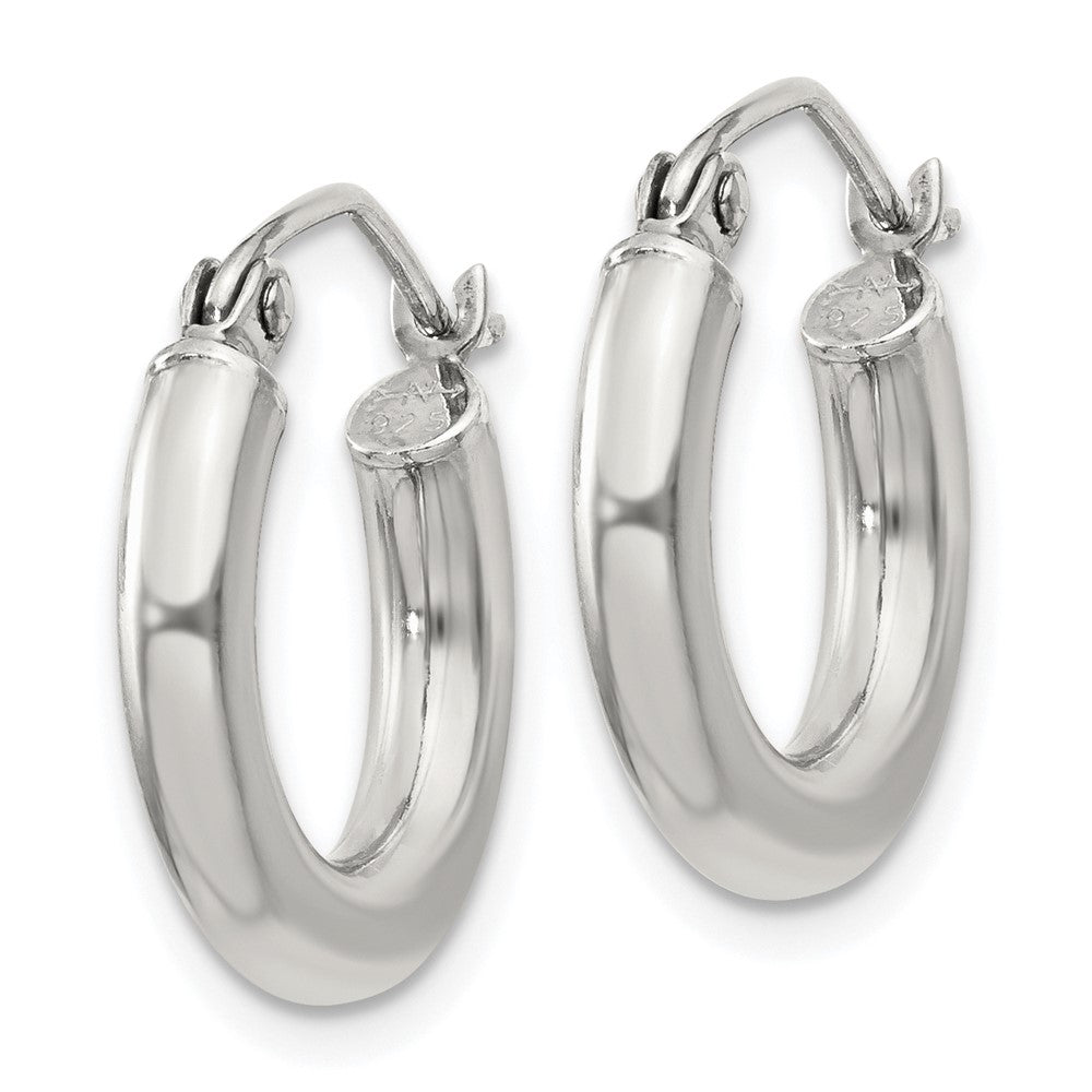 QE4397SP Sterling Silver 3mm Round Hoop Earrings