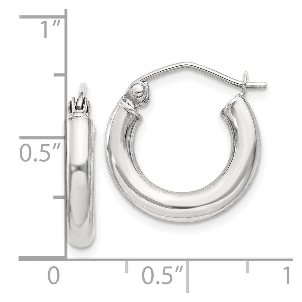 QE4397SP Sterling Silver 3mm Round Hoop Earrings
