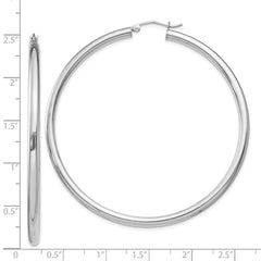QE4398 Sterling Silver Rhodium-plated 3mm Round Hoop Earrings