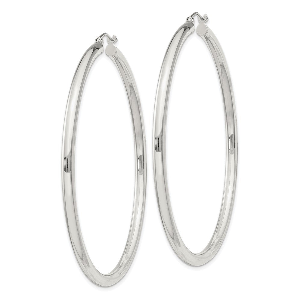QE4398SP Sterling Silver 3mm Round Hoop Earrings