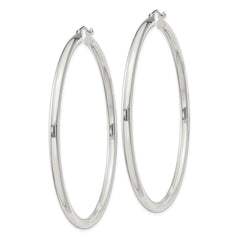 QE4398SP Sterling Silver 3mm Round Hoop Earrings