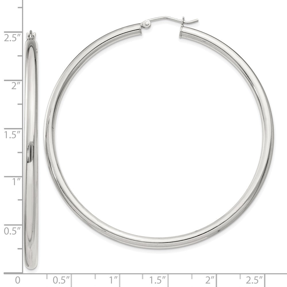 QE4398SP Sterling Silver 3mm Round Hoop Earrings