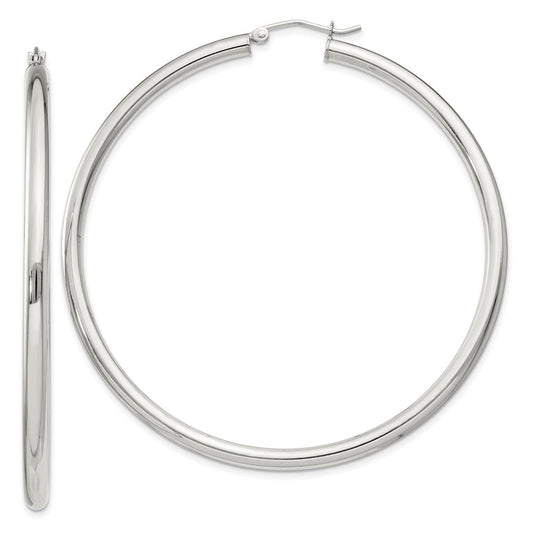 QE4398SP Sterling Silver 3mm Round Hoop Earrings