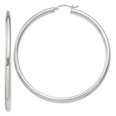 QE4398SP Sterling Silver 3mm Round Hoop Earrings
