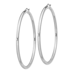 QE4399 Sterling Silver Rhodium-plated 3mm Round Hoop Earrings