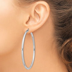 QE4399 Sterling Silver Rhodium-plated 3mm Round Hoop Earrings