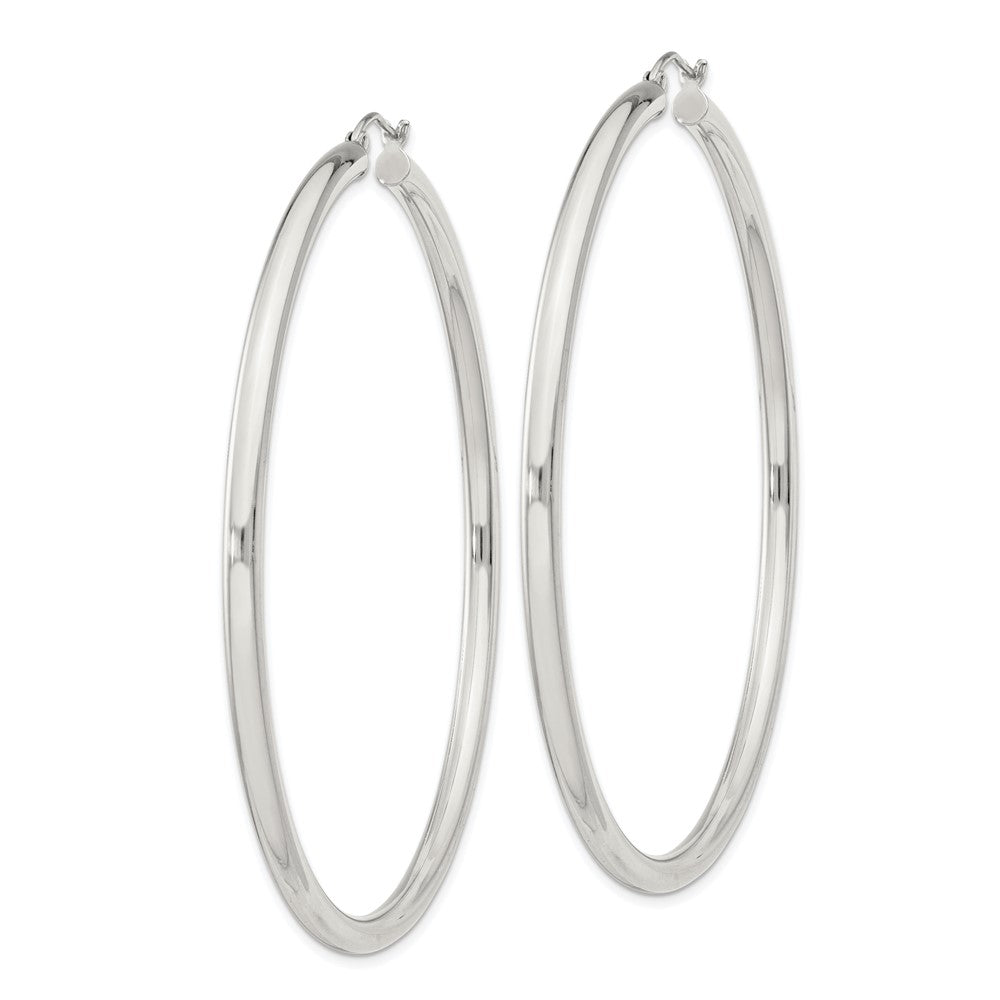 QE4399SP Sterling Silver 3mm Round Hoop Earrings
