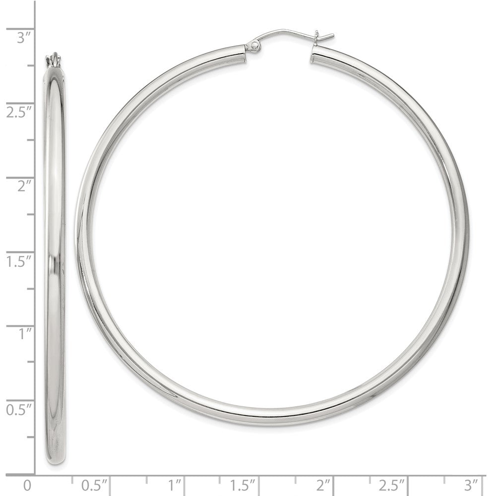 QE4399SP Sterling Silver 3mm Round Hoop Earrings