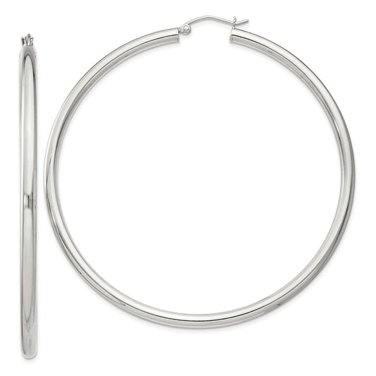 QE4399SP Sterling Silver 3mm Round Hoop Earrings