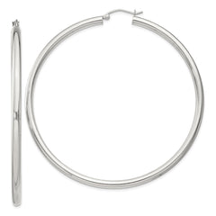 QE4399SP Sterling Silver 3mm Round Hoop Earrings