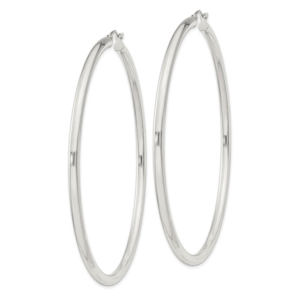 QE4400SP Sterling Silver 3mm Round Hoop Earrings