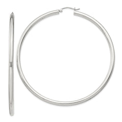 QE4400SP Sterling Silver 3mm Round Hoop Earrings