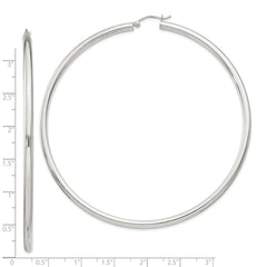 QE4401SP Sterling Silver 3mm Round Hoop Earrings