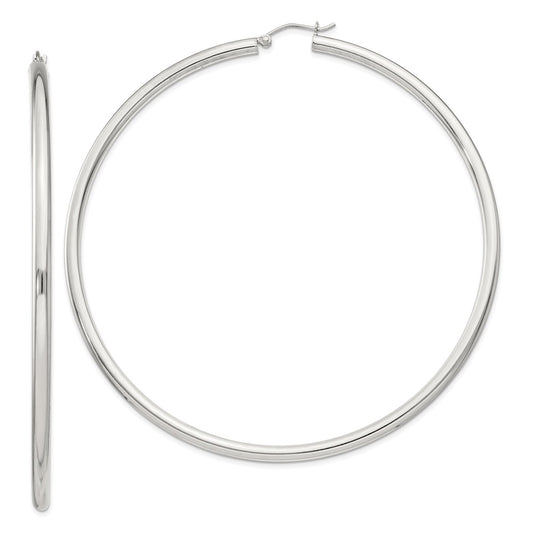 QE4401SP Sterling Silver 3mm Round Hoop Earrings
