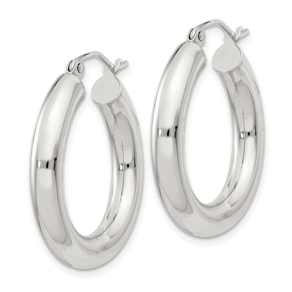 QE4402SP Sterling Silver 4mm Round Hoop Earrings