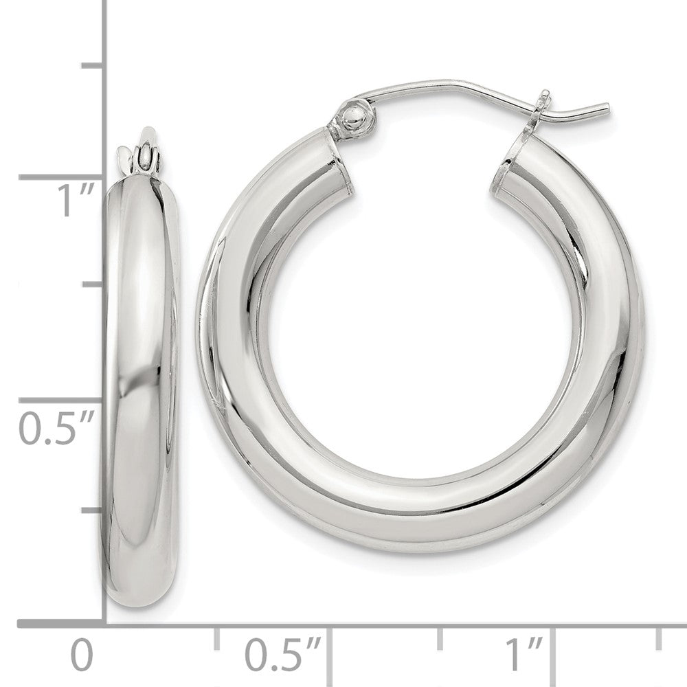 QE4402SP Sterling Silver 4mm Round Hoop Earrings
