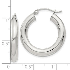 QE4402SP Sterling Silver 4mm Round Hoop Earrings