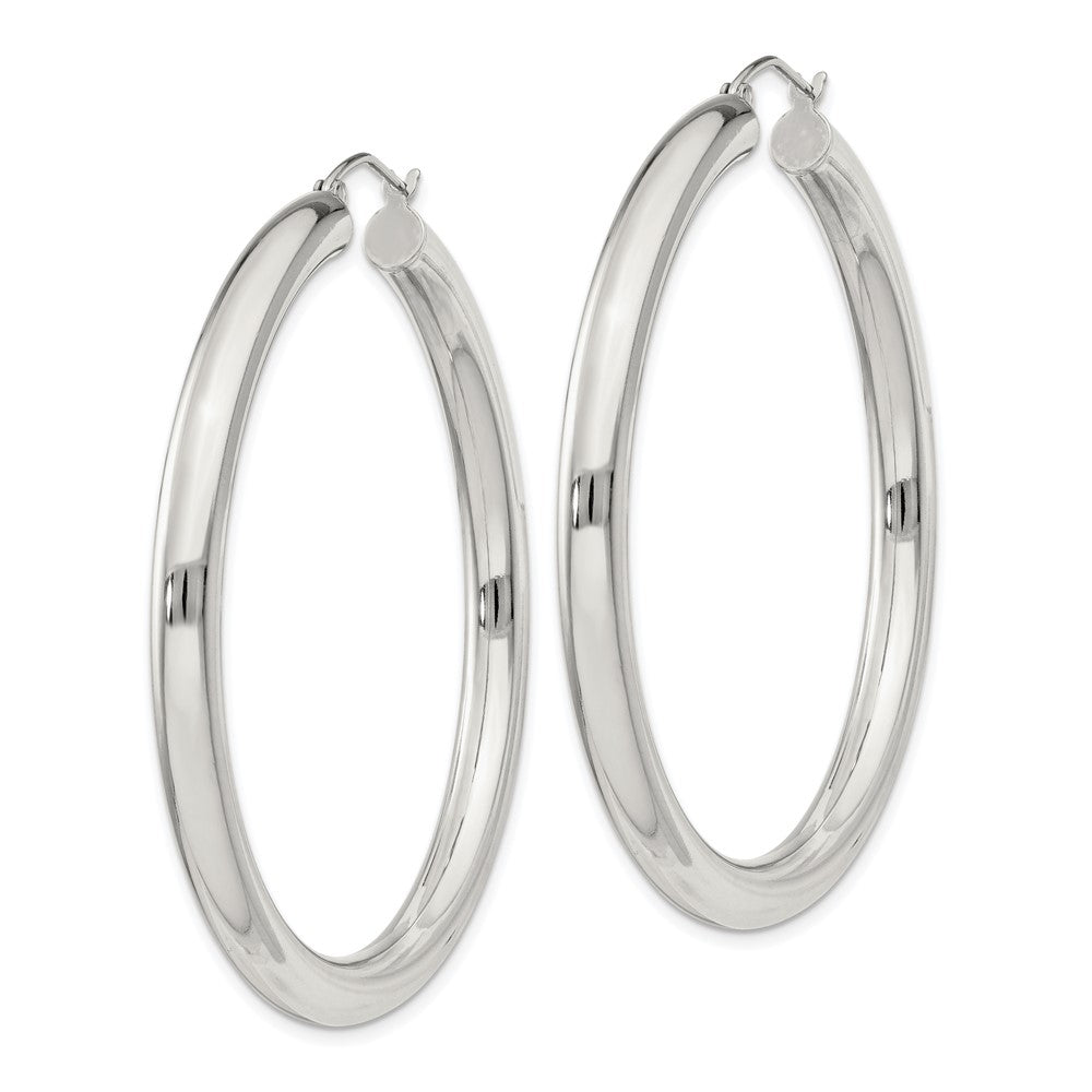 QE4403SP Sterling Silver 4mm Round Hoop Earrings