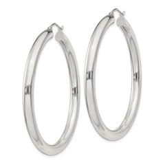 QE4403SP Sterling Silver 4mm Round Hoop Earrings