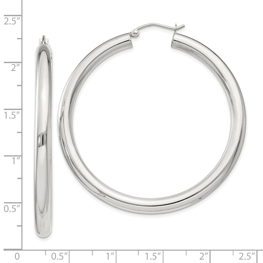 QE4403SP Sterling Silver 4mm Round Hoop Earrings