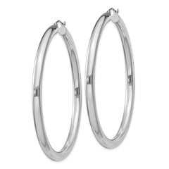 QE4404 Sterling Silver Rhodium-plated 4mm Round Hoop Earrings
