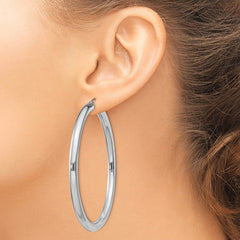 QE4404 Sterling Silver Rhodium-plated 4mm Round Hoop Earrings