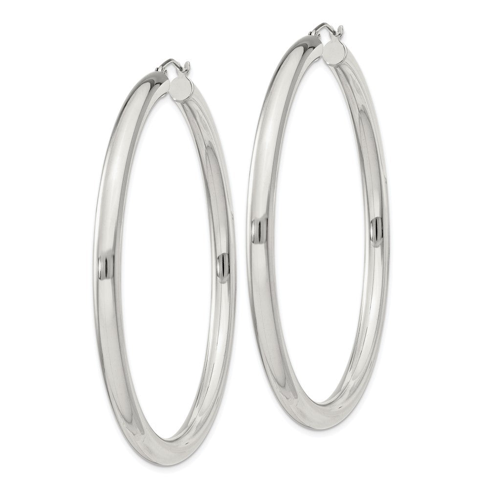 QE4404SP Sterling Silver 4mm Round Hoop Earrings