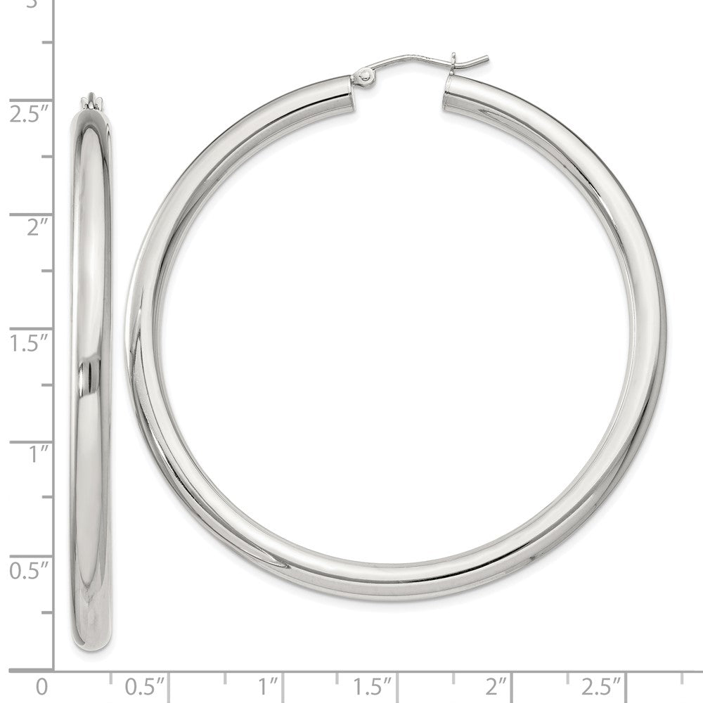 QE4404SP Sterling Silver 4mm Round Hoop Earrings