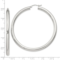 QE4404SP Sterling Silver 4mm Round Hoop Earrings