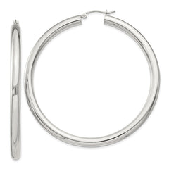 QE4404SP Sterling Silver 4mm Round Hoop Earrings