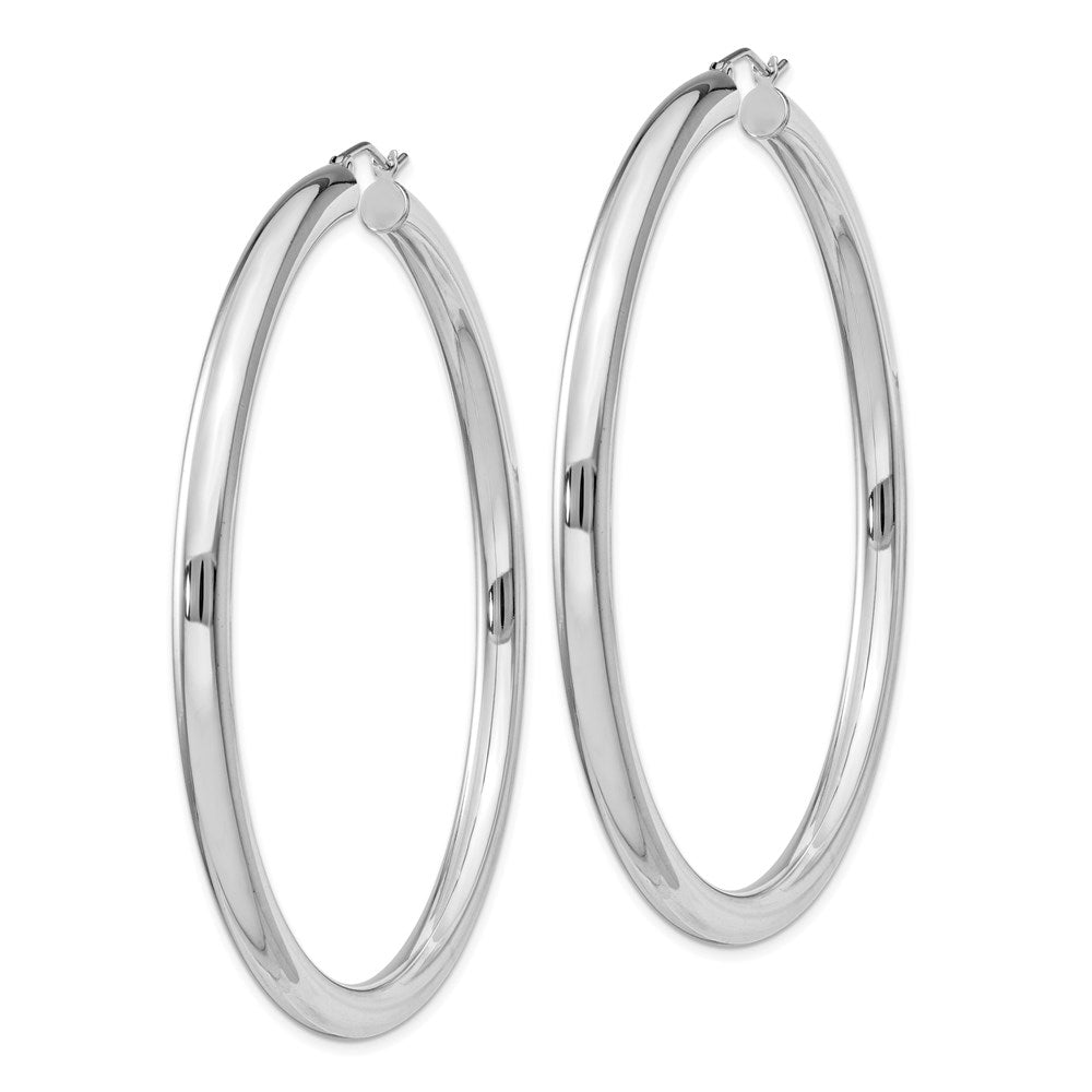 QE4405 Sterling Silver Rhodium-plated 4mm Round Hoop Earrings
