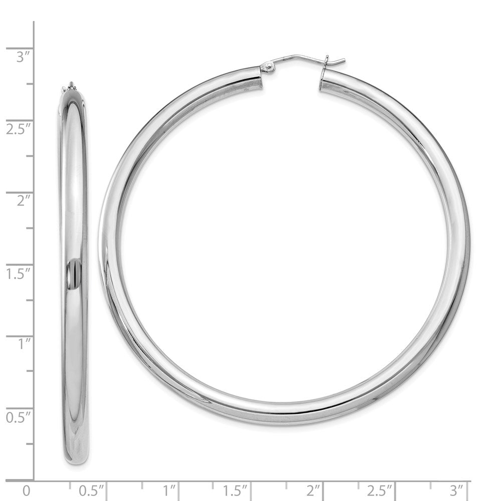 QE4405 Sterling Silver Rhodium-plated 4mm Round Hoop Earrings