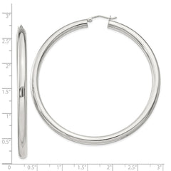 QE4405SP Sterling Silver 4mm Round Hoop Earrings