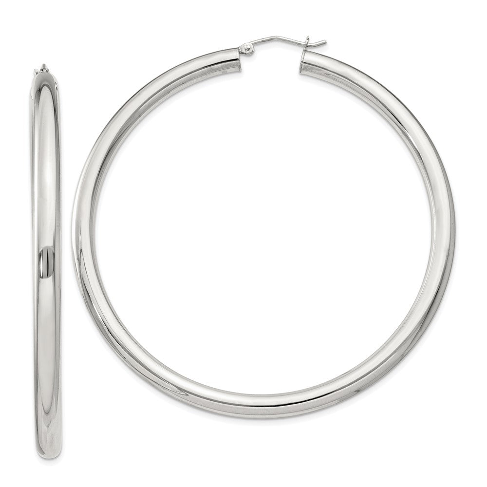 QE4405SP Sterling Silver 4mm Round Hoop Earrings