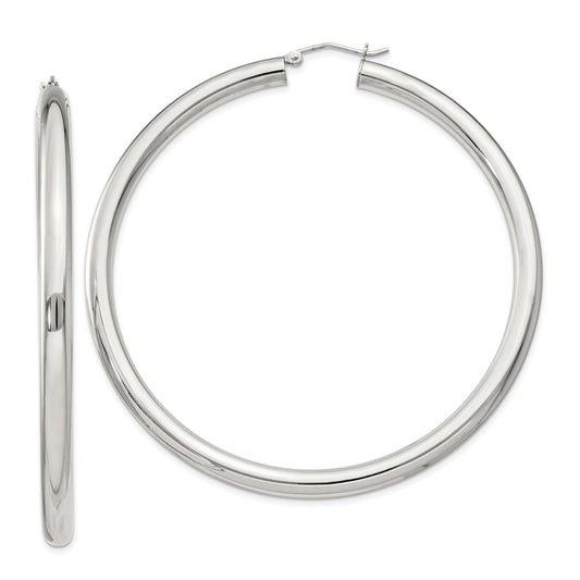 QE4405SP Sterling Silver 4mm Round Hoop Earrings