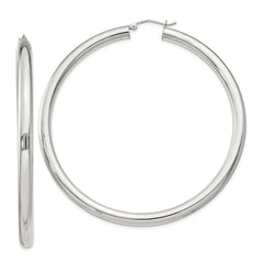 QE4405SP Sterling Silver 4mm Round Hoop Earrings