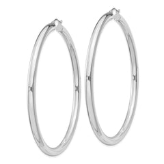 QE4406 Sterling Silver Rhodium-plated 4mm Round Hoop Earrings