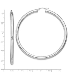 QE4406 Sterling Silver Rhodium-plated 4mm Round Hoop Earrings