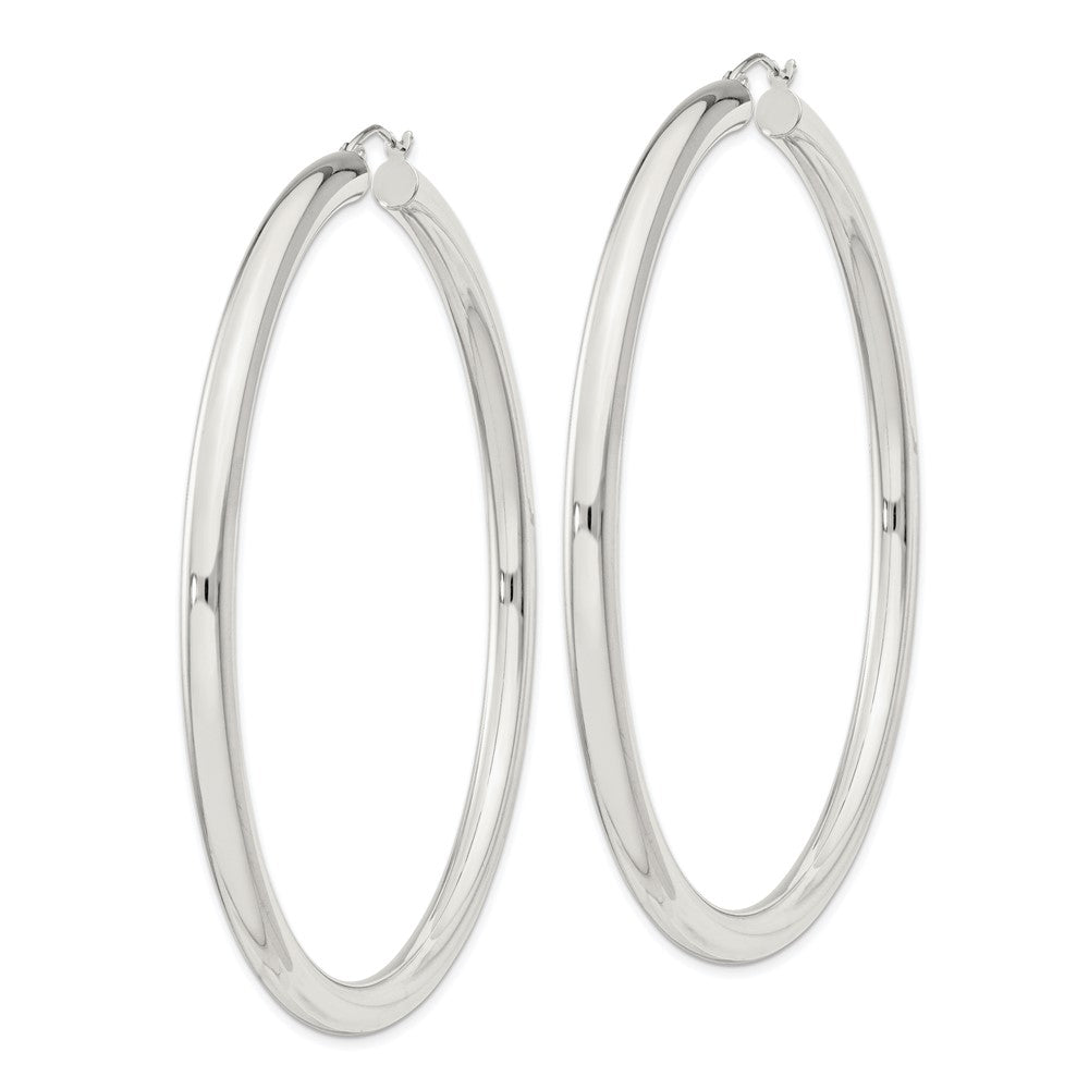 QE4406SP Sterling Silver 4mm Round Hoop Earrings