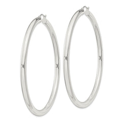 QE4406SP Sterling Silver 4mm Round Hoop Earrings