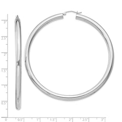 QE4406SP Sterling Silver 4mm Round Hoop Earrings