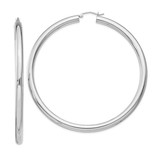QE4406SP Sterling Silver 4mm Round Hoop Earrings