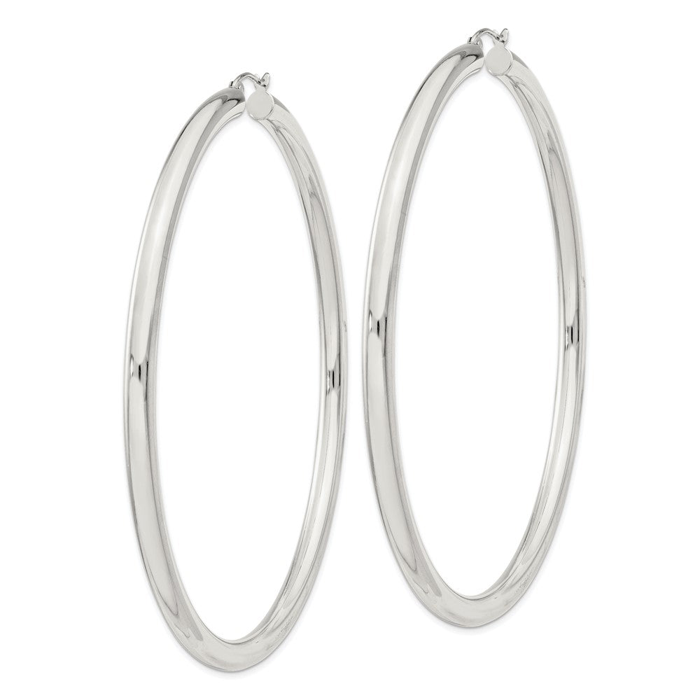QE4407SP Sterling Silver 4mm Round Hoop Earrings