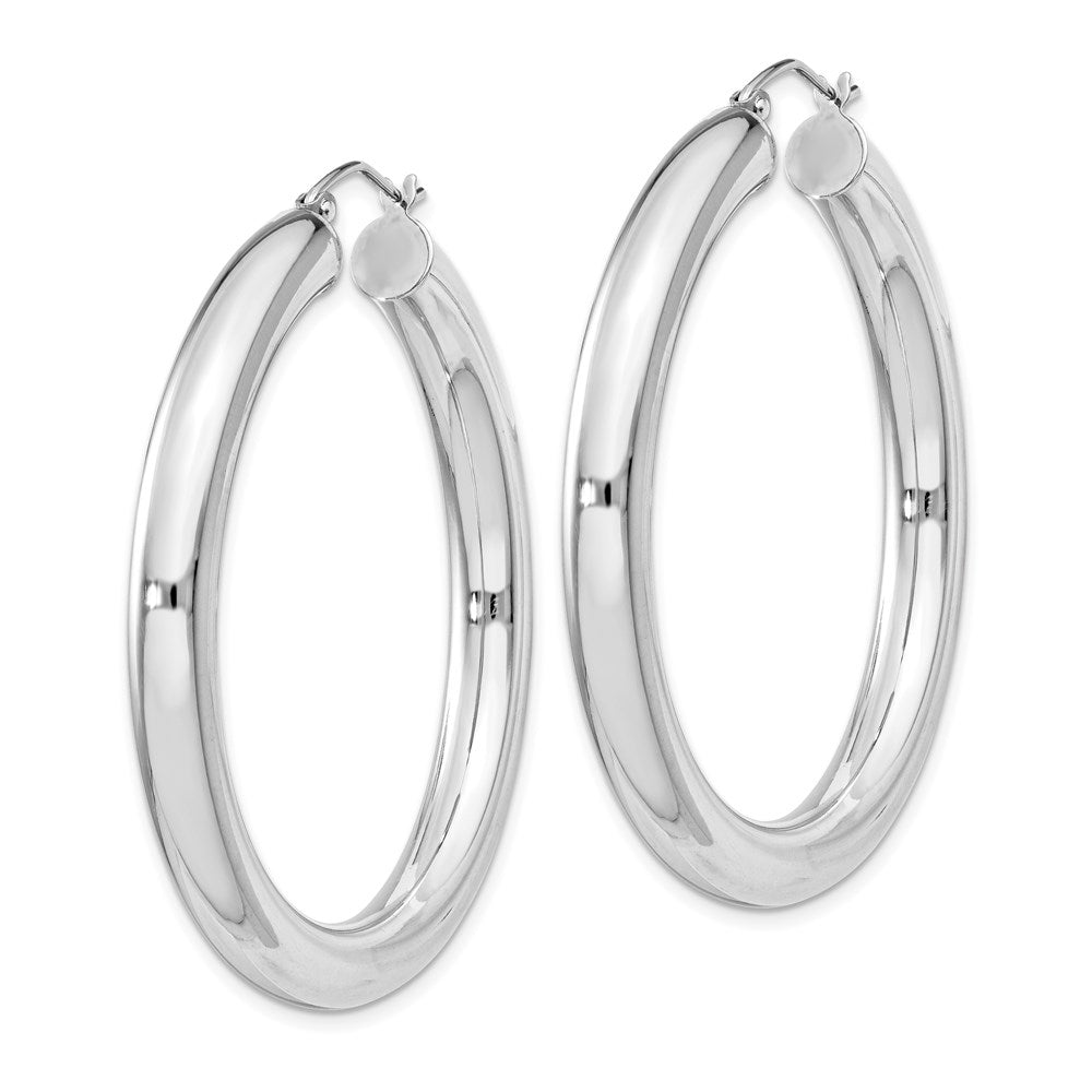 QE4409 Sterling Silver Rhodium-plated 5mm Round Hoop Earrings