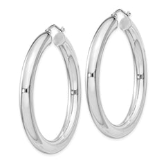 QE4409 Sterling Silver Rhodium-plated 5mm Round Hoop Earrings