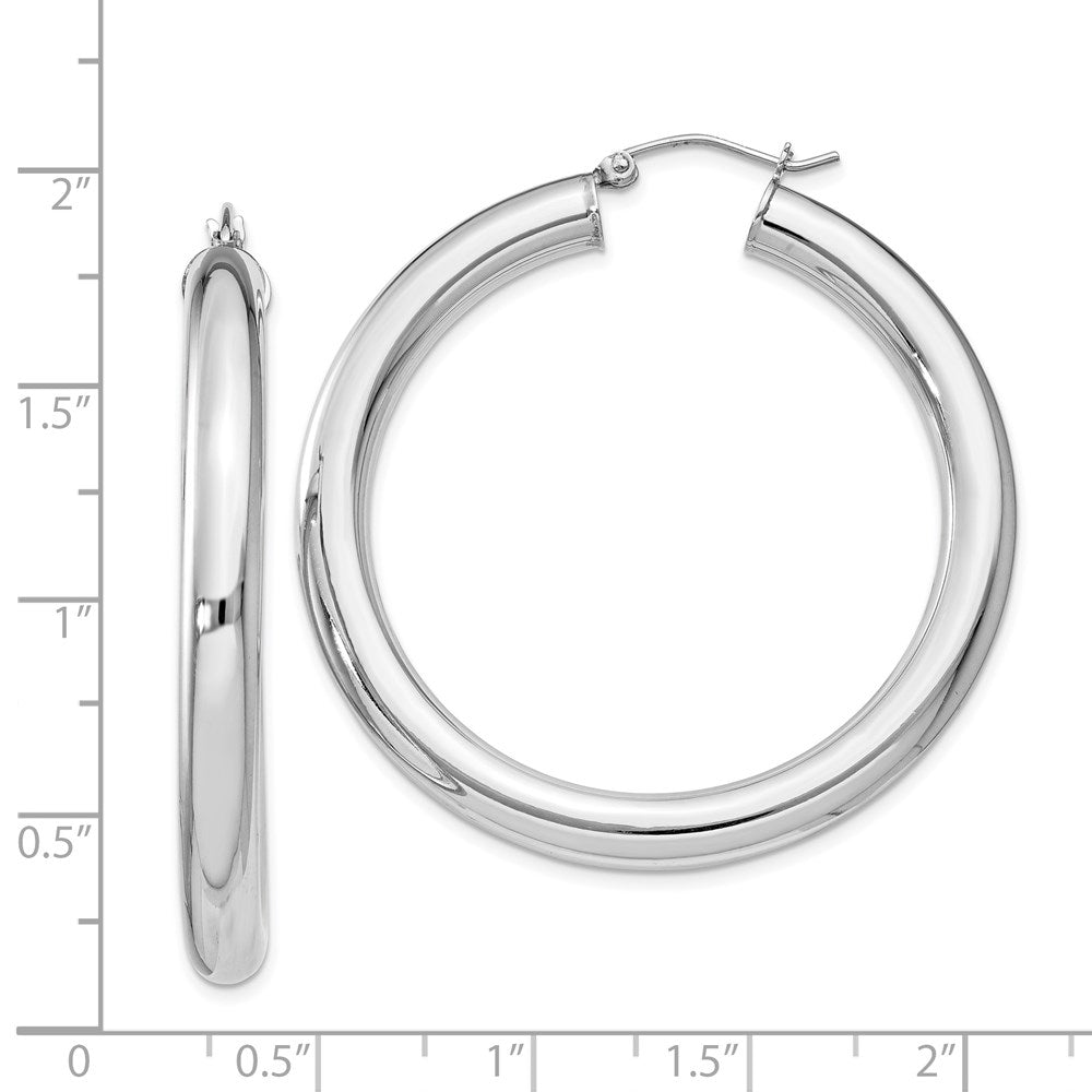 QE4409 Sterling Silver Rhodium-plated 5mm Round Hoop Earrings