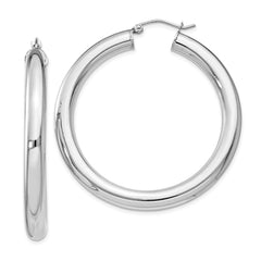 QE4409 Sterling Silver Rhodium-plated 5mm Round Hoop Earrings