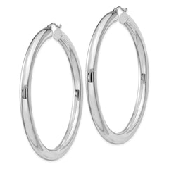 QE4410 Sterling Silver Rhodium-plated 5mm Round Hoop Earrings